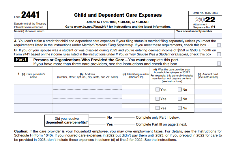 IRS Form 2441 instructions